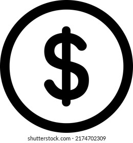 Icono vectorial aislado de la moneda del dólar.