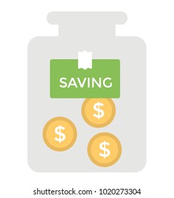 
Dollar coin jar, flat design saving concept
