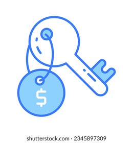 Dollar coin with key, trendy vector of business key, financial key icon design