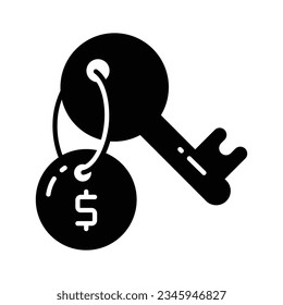 Dollar coin with key, trendy vector of business key, financial key icon design