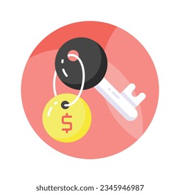 Dollar coin with key, trendy vector of business key, financial key icon design