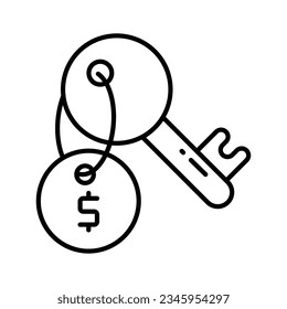 Dollar coin with key, trendy vector of business key, financial key icon design