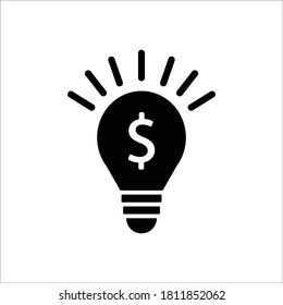 Dollar coin in light bulb icon flat design