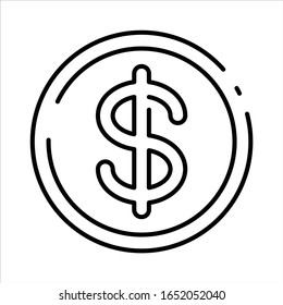 Dollar Coin Line Icon With Line Cut Style