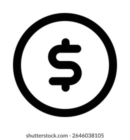 Icono de línea de moneda de dólar editable vector