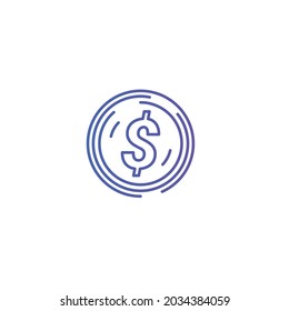 dollar coin line icon. dollar coin thin icon.vector illustration