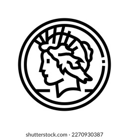 dollar coin line icon vector. dollar coin sign. isolated contour symbol black illustration