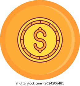 Dollar coin Line vector Icon Design