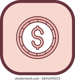 Dollar coin Line vector Icon Design