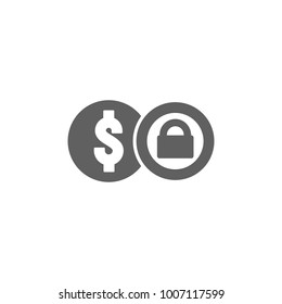 Dollar coin with lock icon vector