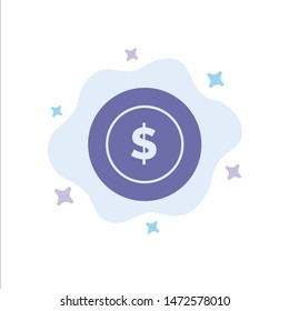 Dollar Coin, Logistic, Global Blue Icon on Abstract Cloud Background