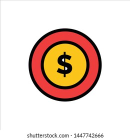 Dollar Coin, Logistic, Global  Flat Color Icon. Vector icon banner Template