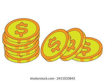 dollar coin logo icon isolated on white background. vector illustration. 