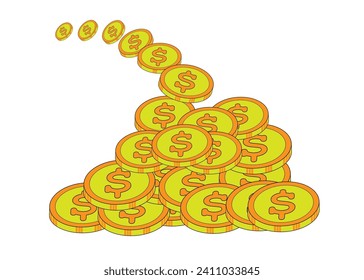 dollar coin logo icon isolated on white background. vector illustration. 