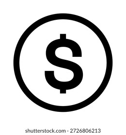 Dollar coin logo. Simple dollar coin icon. Circle with $ symbol.
