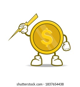 dollar coin mascot design , the cute cartoon character illustration