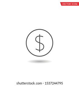 Dollar coin. Money icon isolated, Payment income salary bonus symbol Vector illustration