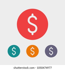 Dollar coin, money icon vector illustration. Minimalist style.