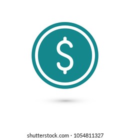 Dollar coin, money icon vector illustration. Minimalist style.