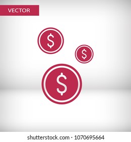 Dollar coin, money icon vector illustration. Minimalist style.