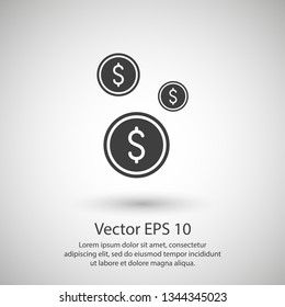 Dollar coin, money icon vector illustration. Minimalist style.