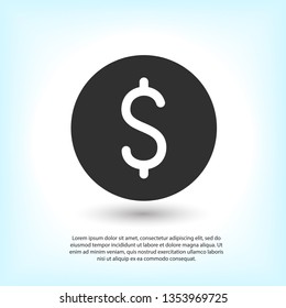 Dollar coin, money icon vector illustration. Minimalist style.