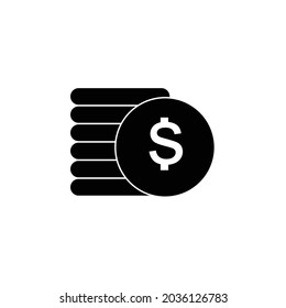 Dollar coin, money icon vector isolated on white background.