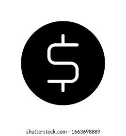 Dollar coin, money sign. Black icon on white background