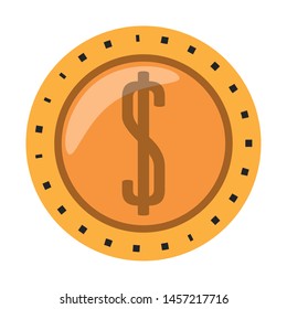 Dollar coin money symbol isolated vector illustration