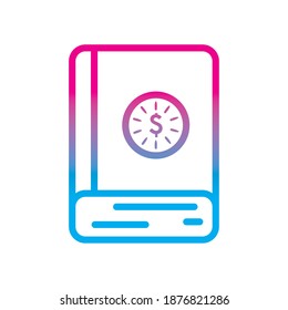 dollar coin on book gradient style icon of money financial business banking commerce and market theme Vector illustration