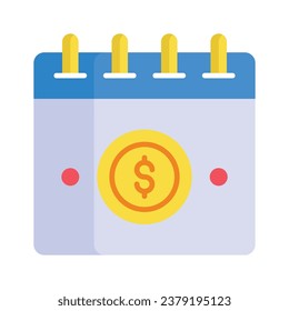 Dollar coin on calendar, modern vector of payment date