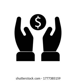 Dollar coin on hand Icon Vector design illustration