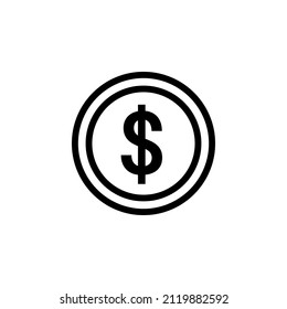 Dollar-Münze mit Umriss-Vektorgrafik