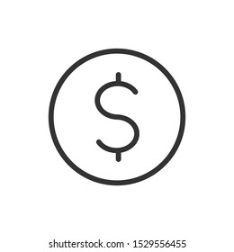 dollar coin outline ui web icon. dollar coin vector icon for web, mobile and user interface design isolated on white background