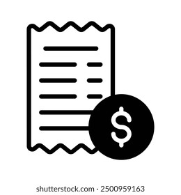 Dollar coin with page denoting concept icon of receipt, bill doodle vector design