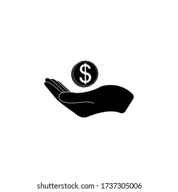 Dollar Coin Payment vector icon. Style is flat black symbol, rounded angles, white background.