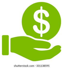 Dollar Coin Payment vector icon. Style is flat eco green symbol, rounded angles, white background.