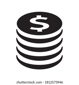 dollar coin pile icon or logo, vector illustration