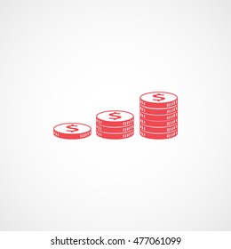 Dollar Coin Red Flat Icon On White Background
