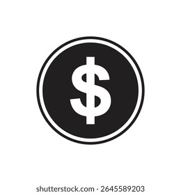 Sinal de moeda de dólar. símbolo de moeda digital de dólar americano. moeda de dólar preto. design vetorial dólar moeda de ouro plano doller. sinal de dinheiro em png, ilustração vetorial