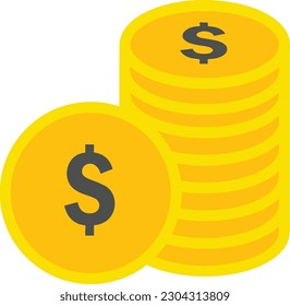 Dollar coin with  sign simple icon on white background. Vector illustration.