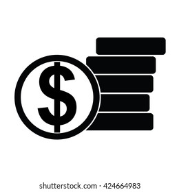 Dollar coin sign. Vector illustration