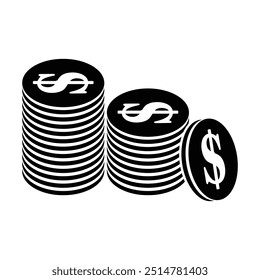 Dollar Coin silhouette vector isolated on white background