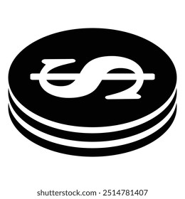 Vector de la silueta de la moneda del dólar aislado en fondo blanco