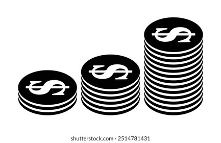 Dollar Coin silhouette vector isolated on white background