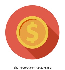 Dollar coin. Single flat color icon. Vector illustration.