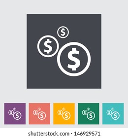 Dollar coin. Single flat icon. Vector illustration.