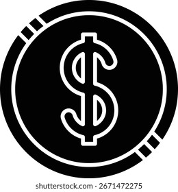 Moedas de dólar ícone vetor único ilustração