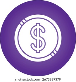 Dollar Coin sinle vector icon illustration
