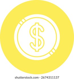 Moedas de dólar ícone vetor único ilustração